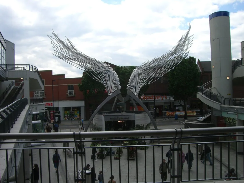 Angel Wings sculpture by Wolfgang and Heron with Price & Myers, Angel, London.