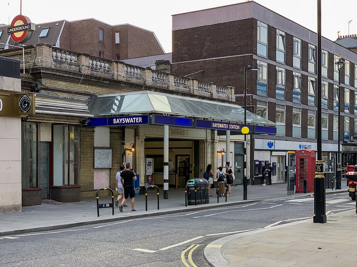 Station building of Bayswater tube station. Taken during my Circle Line Tube Walk .