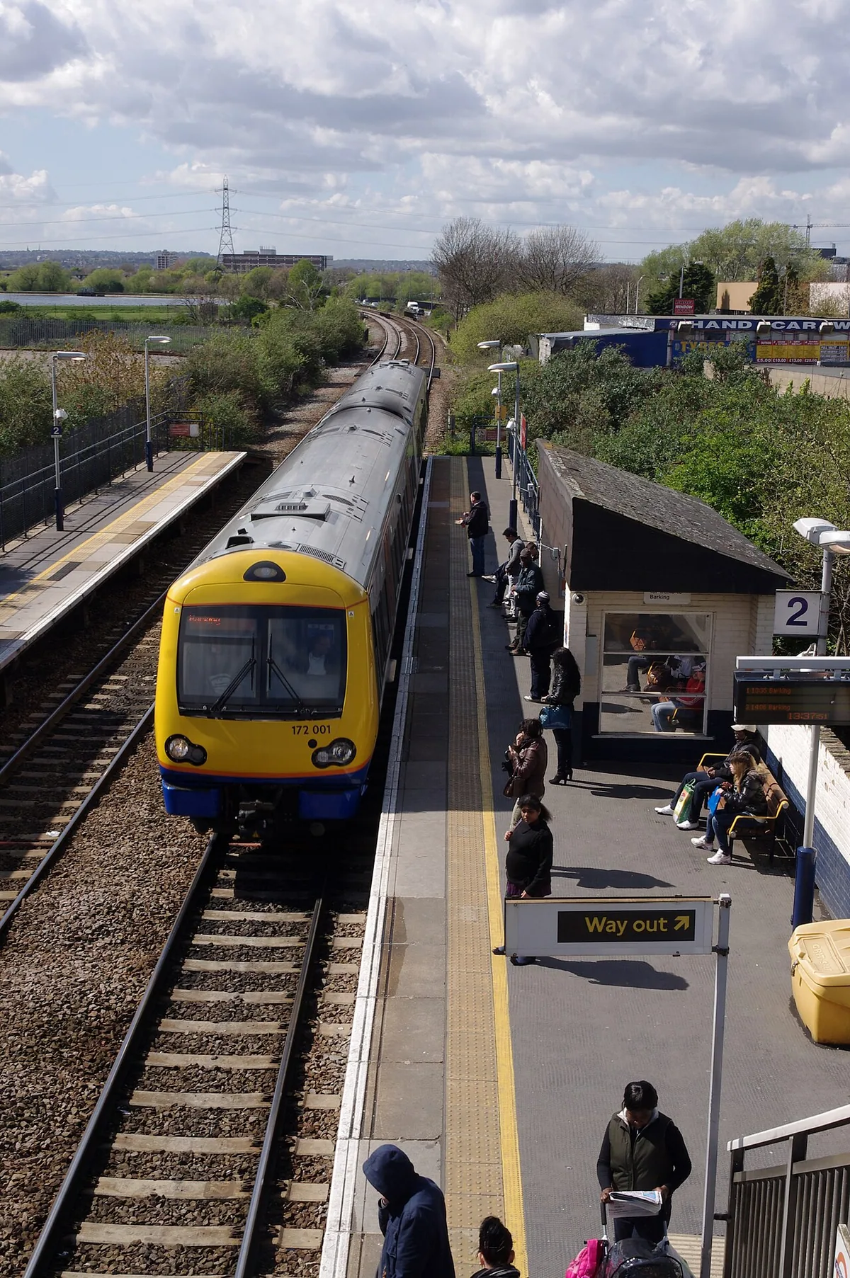 London Overground Class 172 "Turbostar" DMU 172001 arrives at Blackhorse Road with a Gospel Oak to Barking service.