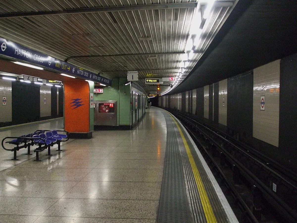 Hatton Cross tube station westbound platform looking east