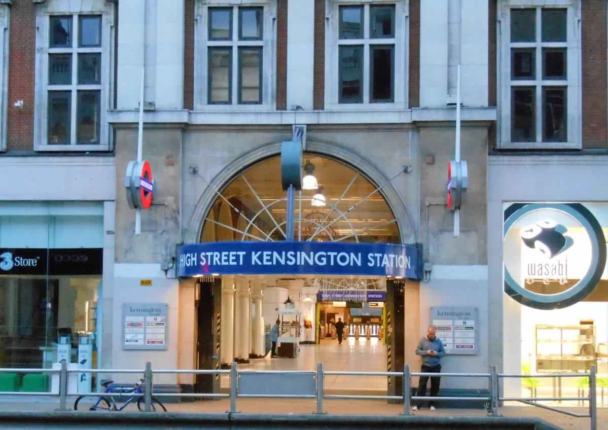 Picture of High Street Kensington station entrance.