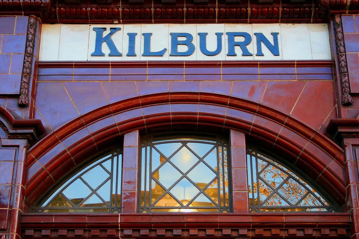 Detail of Kilburn Park tube station, London, UK.