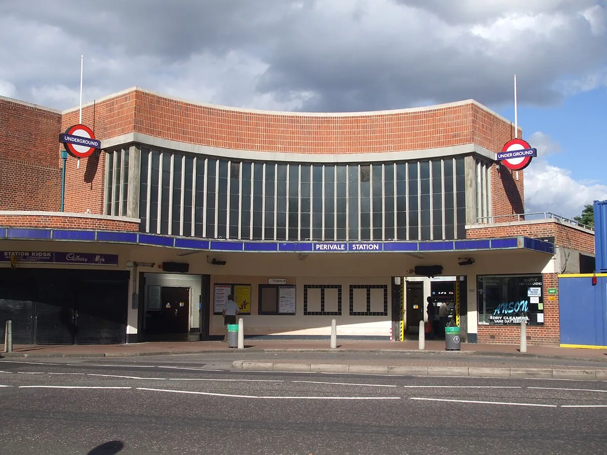 Perivale tube station, July 2008, just after recent refurbishment work to the upper facade.