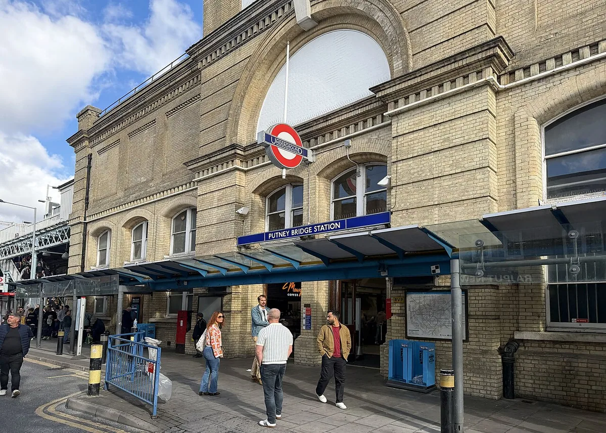 The entrance to Putney Bridge Underground station in Fulham, London, opened in 1880 as Putney Bridge & Fulham and served by the District line.