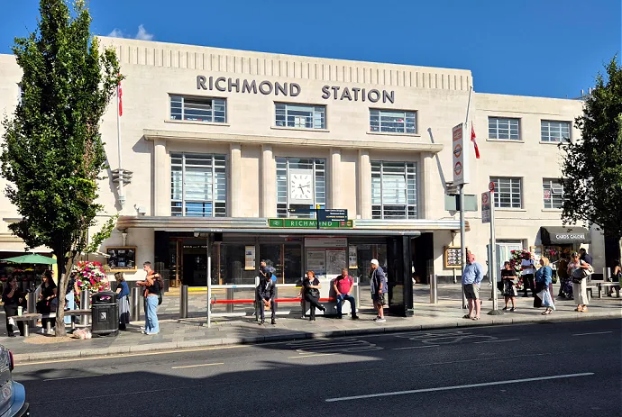 The facade of Richmond Station in London after completin of its refurbisments in 2025