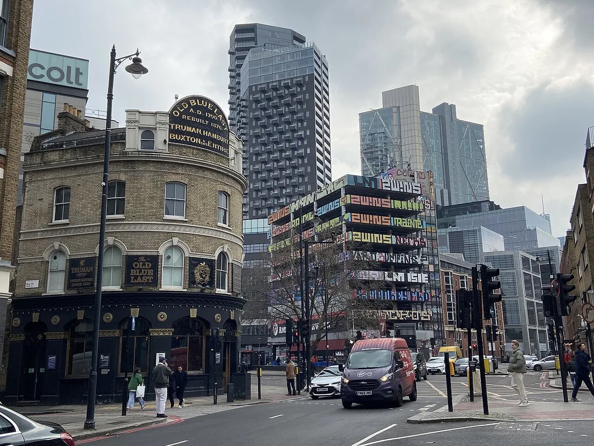 View from Curtain Road in Shoreditch, London.