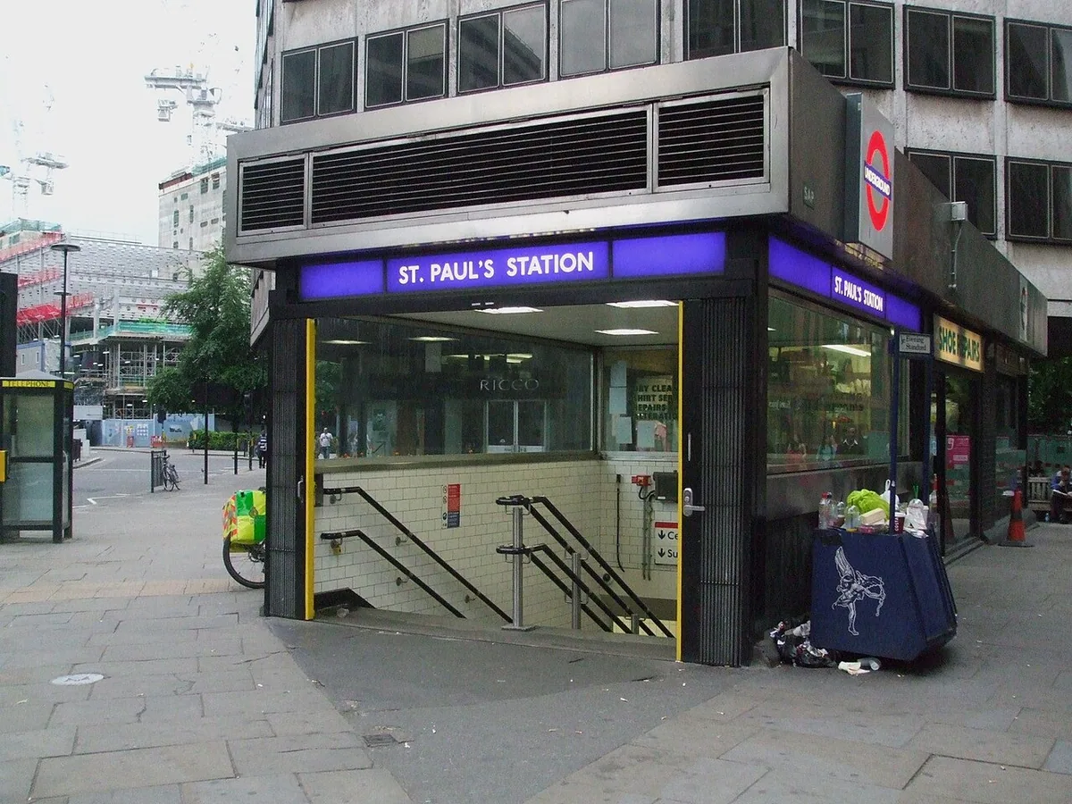 St Paul's tube station main entrance, after recent refurbishment.