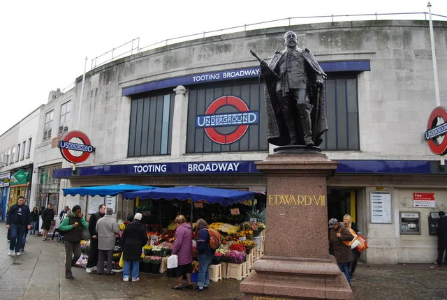 Statue of Edward VII outside Tooting Broadway Underground Station