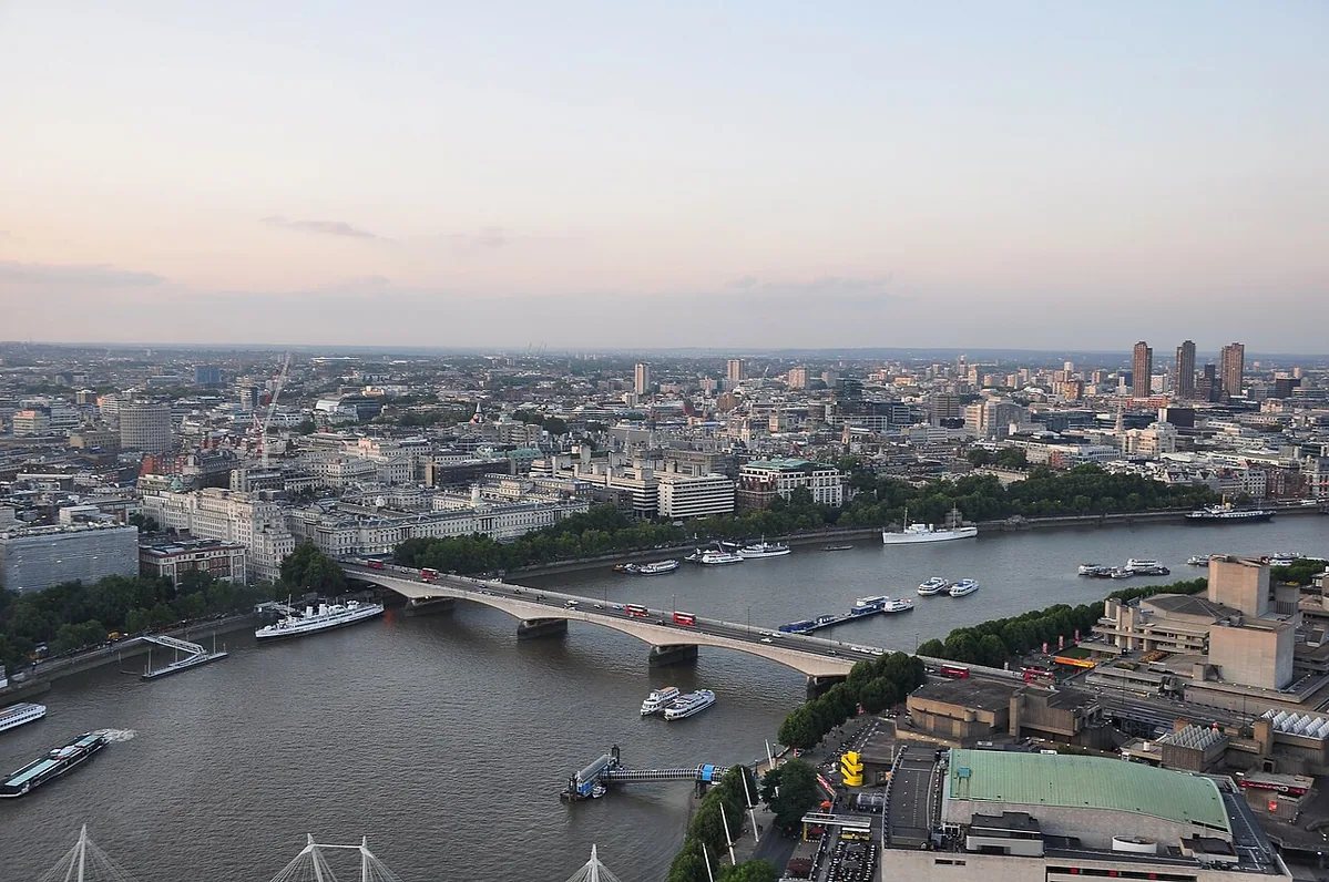 River Thames in London: with Waterloo Bridge and Victoria Embankment in the centre.