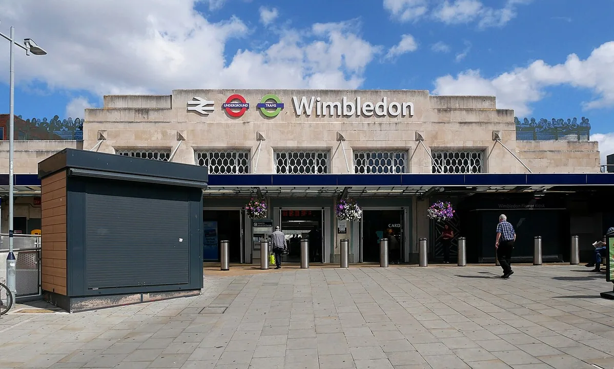 The main entrance to Wimbledon Station.